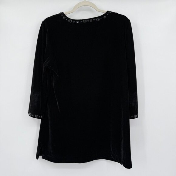 VTG Quacker Factory Womens Black Velvet WitchyGoth Top Medium Romantic Goth Vamp - Picture 2 of 8